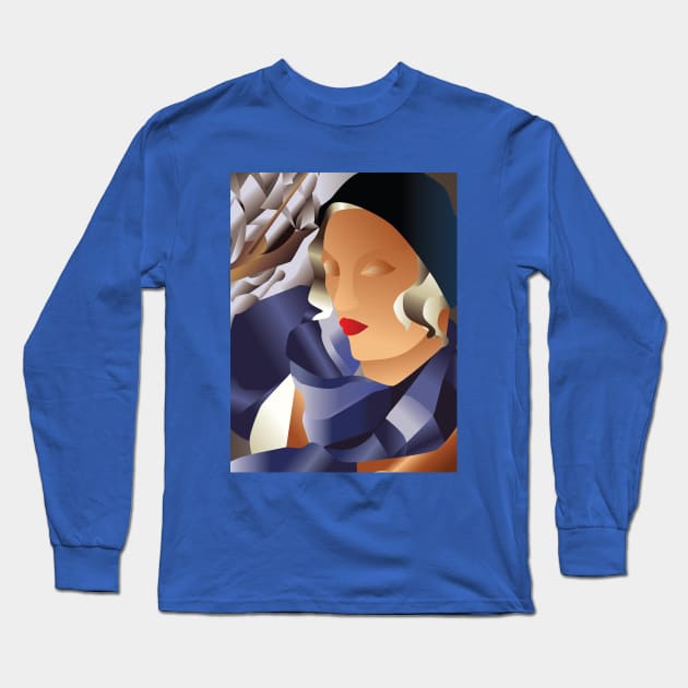 Tamara de Lempicka, The Blue Scarf Long Sleeve T-Shirt by ZCardula